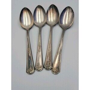 Oneida Community Tudor Plate 1946 QUEEN BESS I Dinner Spoon ” Lot of 4 Spoons Vt